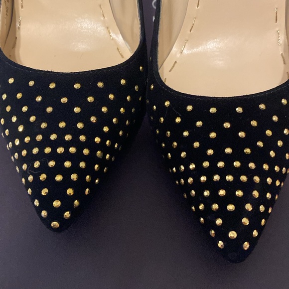 Enzo Angiolini Black Velvet Gold Studded Stilettos - Picture 9 of 9